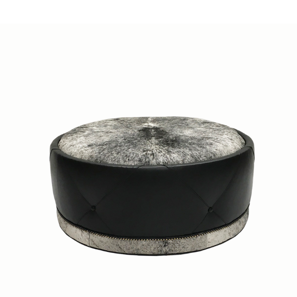 Round 38" Cowhide Cocktail Ottoman